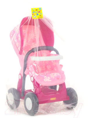 Коляска для куклы Полесье Прогулочная №2 4 колеса / 48158 (в пакете, розовый)