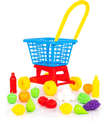 Тележка игрушечная Полесье Supermarket №1 с набором продуктов / 42989 (в сеточке)