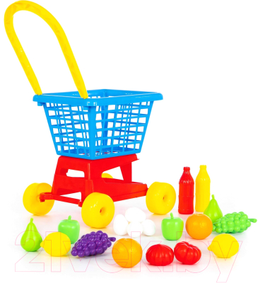 Тележка игрушечная Полесье Supermarket №1 с набором продуктов / 42989 (в сеточке)