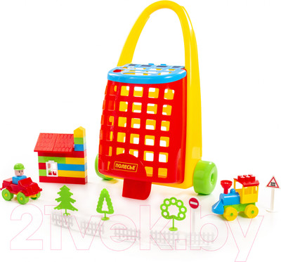 

Конструктор, Забавная тележка с конструктором Строитель / 44372