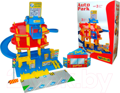 Паркинг игрушечный Полесье 3-уровневый с автомобилями / 37893 (в коробке)