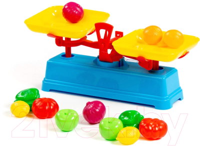 Весы игрушечные Полесье Весы с набором продуктов / 53787 (12эл, в сеточке)