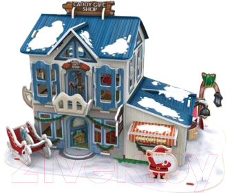 Кукольный домик CubicFun Рождественский домик 2 с подсветкой (P648h)