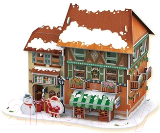 Кукольный домик CubicFun Рождественский домик 4 с подсветкой (P650h)