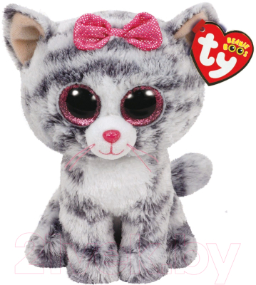 Мягкая игрушка TY Beanie Boo's Кошка Kiki / 37190 (серый)