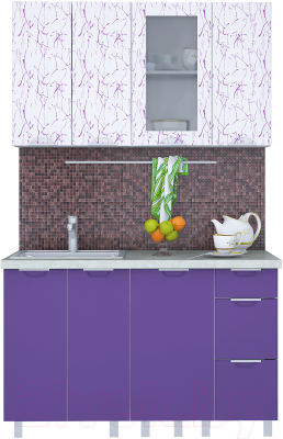 Готовая кухня Интерлиния Арт Мила 13 (арт фиолет)