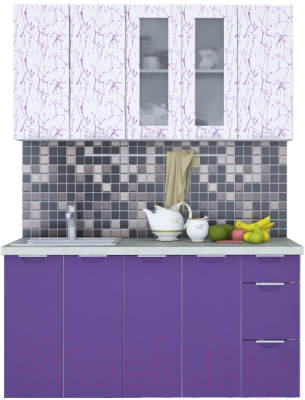 Готовая кухня Интерлиния Арт Мила 17 (арт фиолет)
