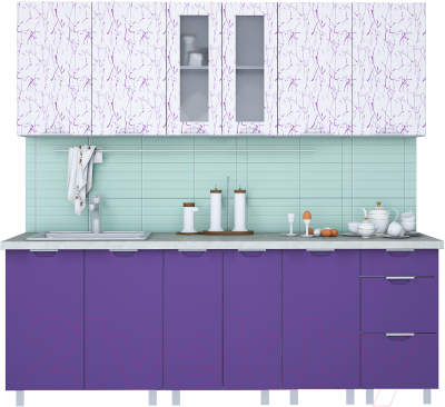 Готовая кухня Интерлиния Арт Мила 22 (арт фиолет)