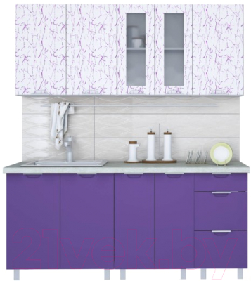 Готовая кухня Интерлиния Арт Мила 23 (арт фиолет)