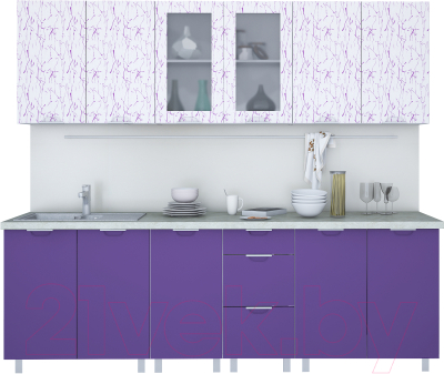 Готовая кухня Интерлиния Арт Мила 24 (арт фиолет)
