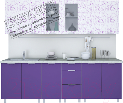 Готовая кухня Интерлиния Арт Мила 25  (арт фиолет)