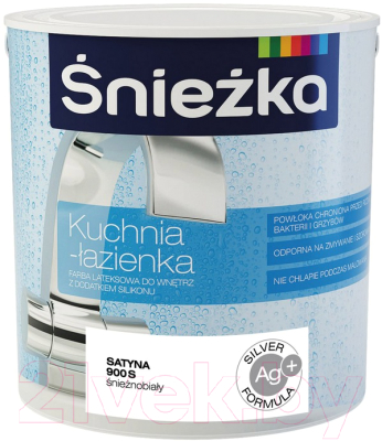 Краска Sniezka Kuchnia i Lazienka с силиконом 900S (1л, сатиновый белоснежный)