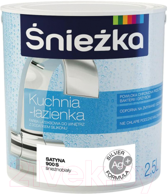 Краска Sniezka Kuchnia i Lazienka с силиконом 900S (2.5л, сатиновый белоснежный)