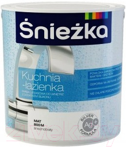 Краска Sniezka Kuchnia i Lazienka с силиконом 800M (1л, матовый белоснежный)