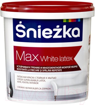 Краска Sniezka Max White Latex с тефлоном (1л, белоснежный матовый)