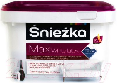 Краска Sniezka Max White Latex с тефлоном (2.5л, матовый белоснежный)