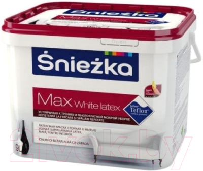 Краска Sniezka Max White Latex с тефлоном (9л, матовый белоснежный)