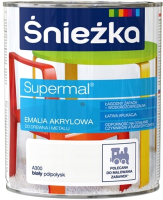 Эмаль Sniezka Supermal акриловая (800мл, белый) - 