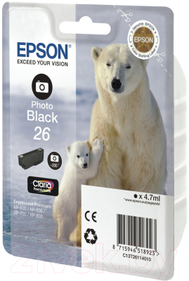 

Картридж Epson, Черный, C13T26014012