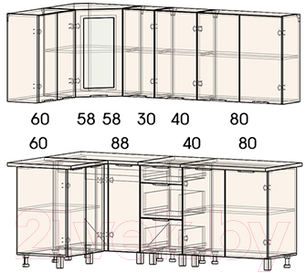 

Готовая кухня Интерлиния, Арт Мила 12x21