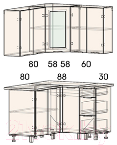 Готовая кухня Интерлиния Арт Мила 14x12 (арт графит)