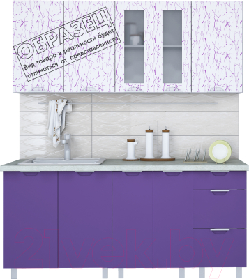Готовая кухня Интерлиния Арт Мила 12x13 (арт фиолет) - образец цветового решения