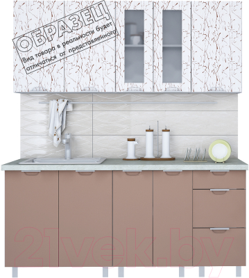 Готовая кухня Интерлиния Арт Мила 12x13 (арт шоколад) - образец цветового решения