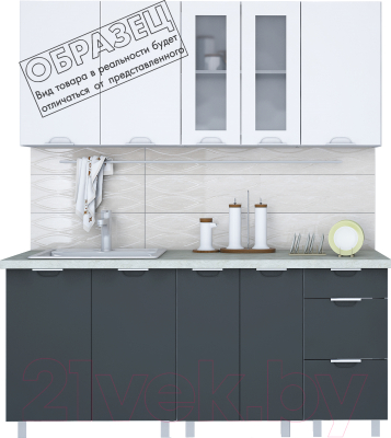 Готовая кухня Интерлиния Арт Мила 12x13 (белый/графит) - образец цветового решения