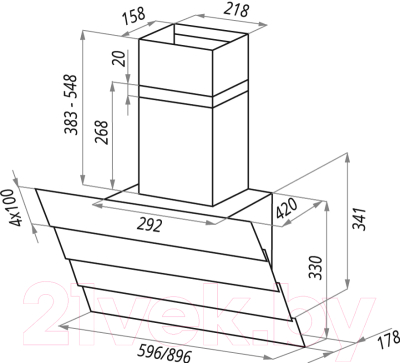 Вытяжка наклонная Maunfeld Cascada Quart 60 (белый)