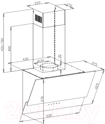 Вытяжка наклонная Maunfeld Plym Touch 60 (черный)