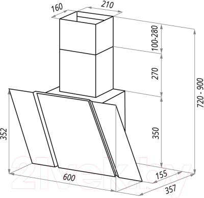 Вытяжка наклонная Maunfeld Trent Glass 50 (белый)