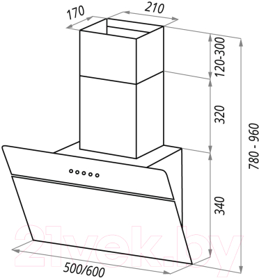 Вытяжка наклонная Maunfeld MZR 50 (белый)