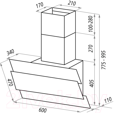 Вытяжка наклонная Maunfeld Tower Lux 60 (красный)