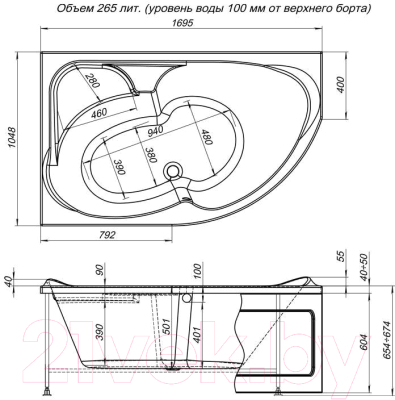 Ванна акриловая Aquanet Allento 170x100 L