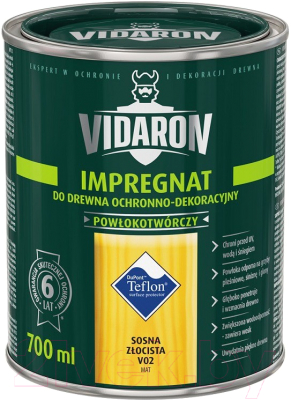 Защитно-декоративный состав Vidaron Impregnant V02 Золотистая сосна (700мл)