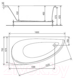 Ванна акриловая Artel Plast Далина 160x70 R