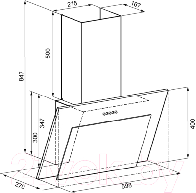 Вытяжка наклонная Krona Elma 600 PB / 00020980 (черный)