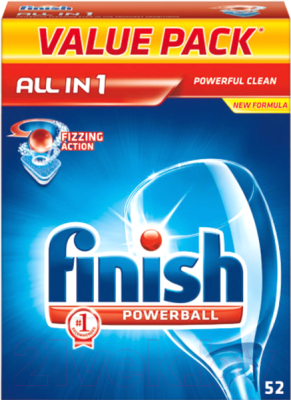 Таблетки для посудомоечных машин Finish Powerball All in One (52шт)