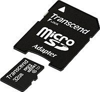 Карта памяти Transcend microSDHC Class 10 UHS-I 32GB + адаптер (TS32GUSDU1) - 