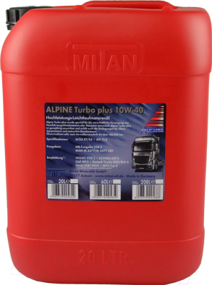 

Моторное масло ALPINE, Turbo Plus 10W40 / 0100363
