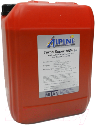 Моторное масло ALPINE Turbo Super 10W40 / 0100343 (20л)