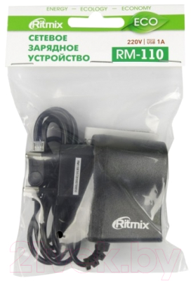 Зарядное устройство сетевое Ritmix RM-110 (черный)