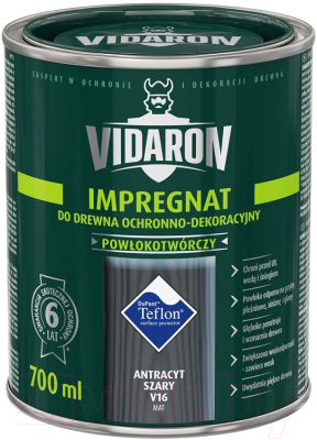 Защитно-декоративный состав Vidaron Impregnant V16 Антрацит (700мл)