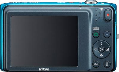 Компактный фотоаппарат Nikon Coolpix S3500 Blue - вид сзади