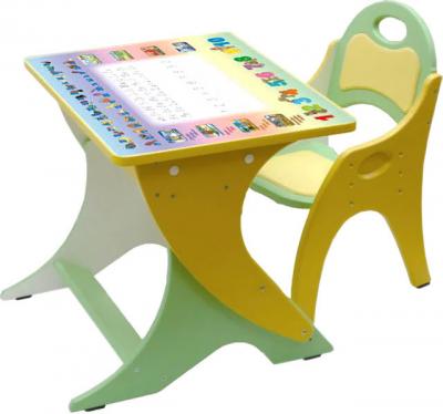 Комплект мебели с детским столом Tech Kids Буквы-цифры 14-327 (салатовый и желтый) - общий вид