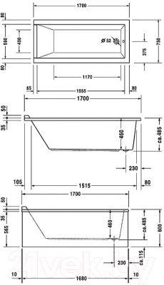 Ванна акриловая Duravit Starck 170x75 / 700335