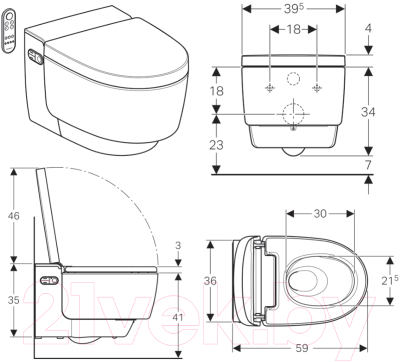 Унитаз подвесной Geberit AquaClean Mera Comfort 146.214.11.1