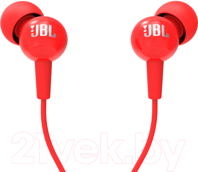 Наушники-гарнитура JBL C100SIU / JBLC100SIURED (красный)