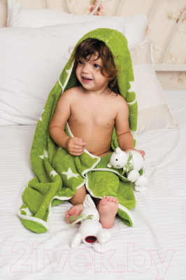 Полотенце с капюшоном Happy Baby Fluffy 34017 (зеленый)