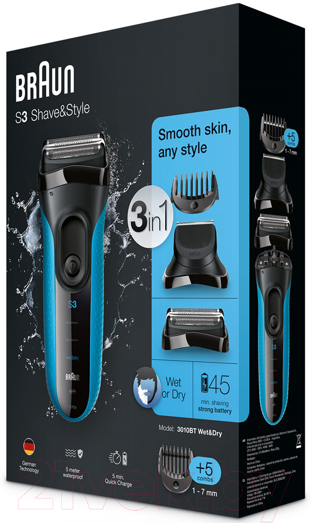 Электробритва Braun Series 3 Shave&Style 3010BT Wet&Dry (81547159)